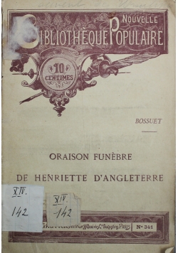 Oraison Funebre de Henriette D Angleterre numer 341
