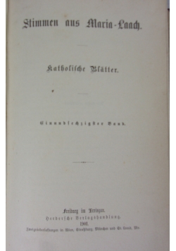 Stimmen aus Maria - Laach, 61 band, 1901 r.