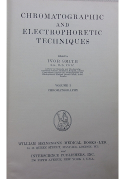 Chromatographic and electrophoretic techniques Volume 1