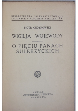 Wigilja wojewody o pięciu panach sulerzyckich, 1935r.