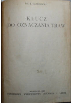 Klucz do oznaczania traw 1950 r.