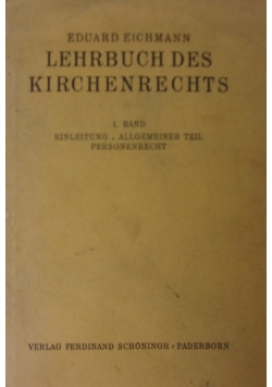 Lehrbuch des kirchenrechts, 1929r.