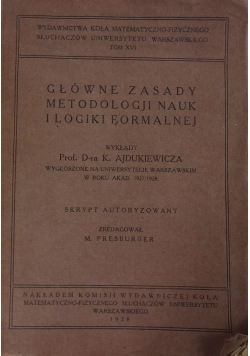 główne zasady metodologi nauk i logiki formalnej 1928 r.