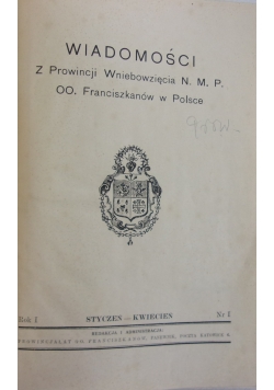 Wiadomości z Prowincji Wniebowzięcia N.M.P.OO. Franciszkanów w Polsce