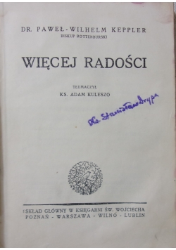 Więcej radości, 1928 r.