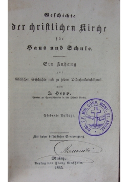 Geschichte der christlichen Kirche fur Haus und Schule, 1865 r.