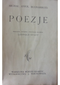 Michał Anioł Buonarroti. Poezje, 1922 r.