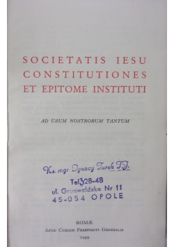 Societatis iesu constitutiones et epitome instituti