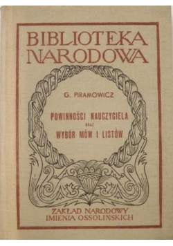 Biblioteka narodowa. Powinności nauczyciela oraz wybór mów i listów