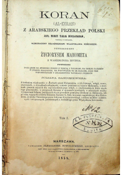 Koran z Arabskiego przekład Polski tom I 1858 r