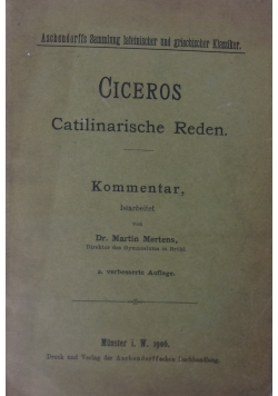 Catilinarische Reden, 1906 r.
