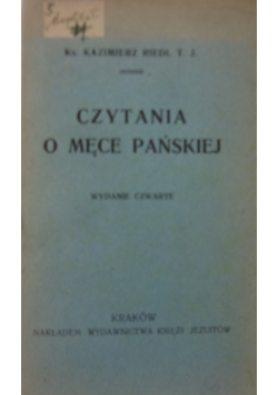 Czytania o Męce Pańskiej, 1921 r.