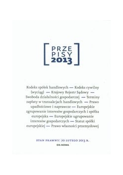 Przepisy 2013 Prawo gospodarcze i handlowe