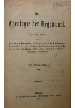 Die Theologie der Gegenart, 1918 r.