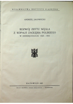 Rozwój zbytu węgla z kopalń zagłębia polskiego 1937 r