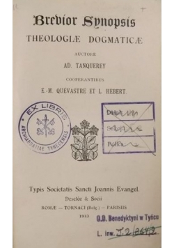 Brevior synopsis theologiae dogmaticae, 1913 r.