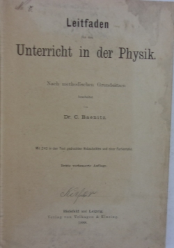 Unterricht in der Physik, 1888 r.