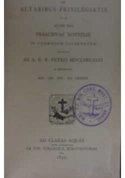 De altaribus privilegiatis, 1892 r.