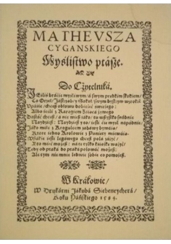 Myslistwo ptasze, Reprint z 1584 r.