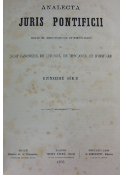Analecta Juris Pontificii, 1876r.