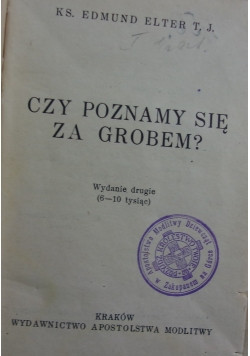 O czyścu i duszach czyścowych, 1931 r.