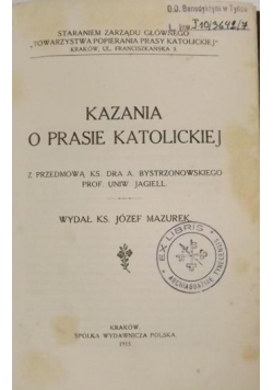 Kazania o prasie katolickiej, 1915 r.
