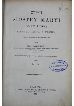 Żywot Siostry Maryi od Św. Piotra 1888 r.
