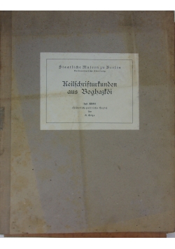 Keilschriftrkunden aus Boghazkoi XXVI, 1933 r.