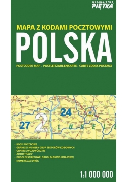 Polska 1:1 000 000 mapa z kodami pocztowymi PIĘTKA