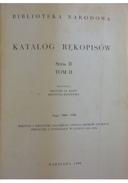 Katalog Rękopisów ,Seria II ,Tom II