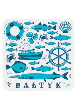 Podkładka korkowa FOLK - Bałtyckie symbole biała