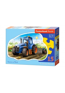 Puzzle 15 konturowe Tractor at work CASTOR