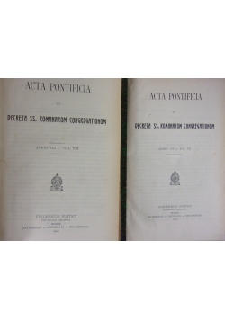 Acta Pontificia,Tom VIII,VII
