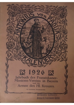 Jahrbuch des Franziskaner -Missions -Vereins in Bayern,1926r.