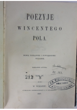Poezyje Wincentego Pola, tom IV, 1857 r.