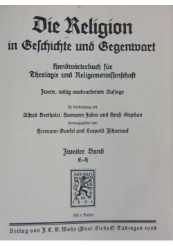 Die Religion in Gechichte und Begenwart, 1928 r.