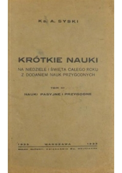 Krótkie nauki na niedziele i święta, 1933 r.