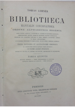 Bibliotheca Tomus quintus, 1880 r.