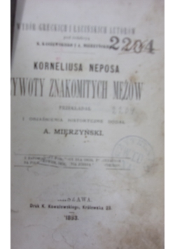 Żywoty znakomitych mężów, 1883 r.