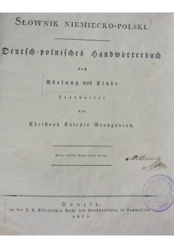 Słownik niemiecko-polski, 1823 r.