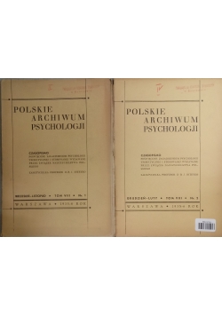 Polskie Archiwum Psychologji Nr 1 i 2, 1935 r.