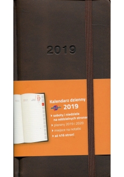 Kalendarz 2019 książkowy dzienny Lux ciemny brąz