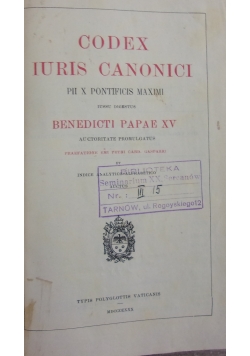 Codex iuris canonici, 1930 r.