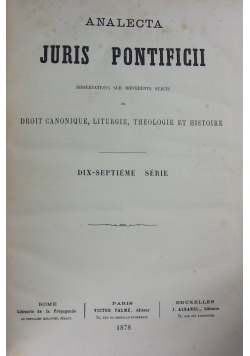 Analecta Juris Pontificii, 1878 r.