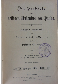 Der Sendbote heiligen Antonius von Padva,  1903 r.