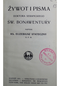 Żywot i pisma doktora Serafickiego 1915 r