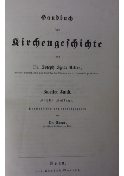 Handbuch der Kirchengeschichte, 1862 r.