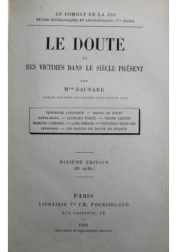 Le Doute et Ses Victimes Dans le Siecle Present  1909 r.
