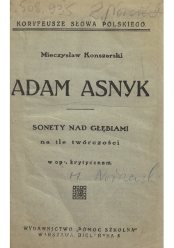 Adam Asnyk. Sonety nad głębiami