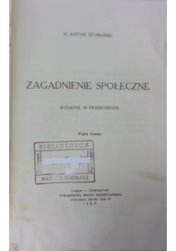 Zagadnienia społeczne, 1939r.